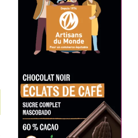 Tablette Chocolat noir éclats de café 60% - 100g - 2288