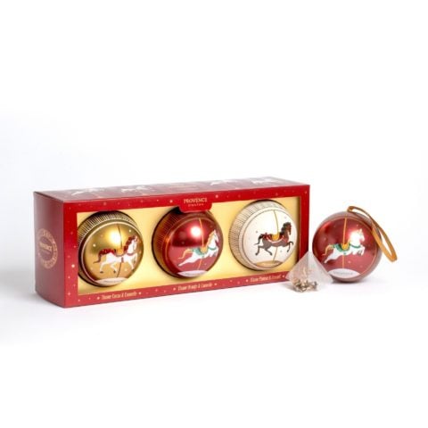 Lot de trois boules de noël tisanes de Noël