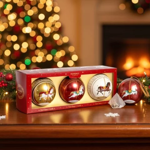 Lot de trois boules de noël tisanes de Noël