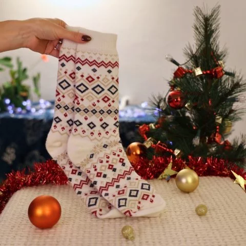 Chaussettes Écru Jacquard x Damart – Édition Solidaire La SPA